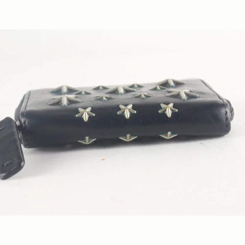 JIMMY CHOO Black Leather Star Zippy Wallet 1JC726K